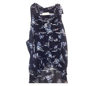 Hollister sheer palm print shirt